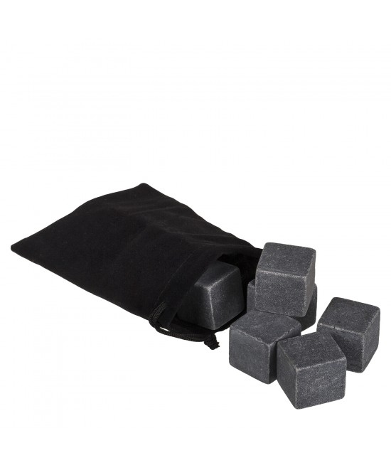 Πέτρες Ψύξης Για Ουίσκι Σε Βελούδινη Θήκη Σετ 6Τμχ