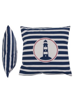 Διακοσμητικό Μαξιλάρι Φάρος Με Φερμουάρ Μπλε/Λευκό 64% Polyester/19% Βαμβάκι/17% Βισκόζη 40x40cm 1Τμχ