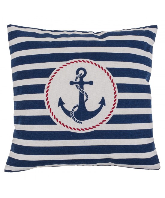 Διακοσμητικό Μαξιλάρι Άγκυρα Με Φερμουάρ Μπλε/Λευκό 64% Polyester/19% Βαμβάκι/17% Βισκόζη 40x40cm 1Τμχ