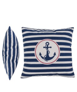 Διακοσμητικό Μαξιλάρι Άγκυρα Με Φερμουάρ Μπλε/Λευκό 64% Polyester/19% Βαμβάκι/17% Βισκόζη 40x40cm 1Τμχ
