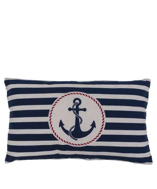 Διακοσμητικό Μαξιλάρι Άγκυρα Με Φερμουάρ Μπλε/Λευκό 64% Polyester/19% Βαμβάκι/17% Βισκόζη 30x50cm 1Τμχ