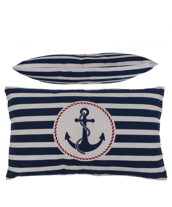 Διακοσμητικό Μαξιλάρι Άγκυρα Με Φερμουάρ Μπλε/Λευκό 64% Polyester/19% Βαμβάκι/17% Βισκόζη 30x50cm 1Τμχ