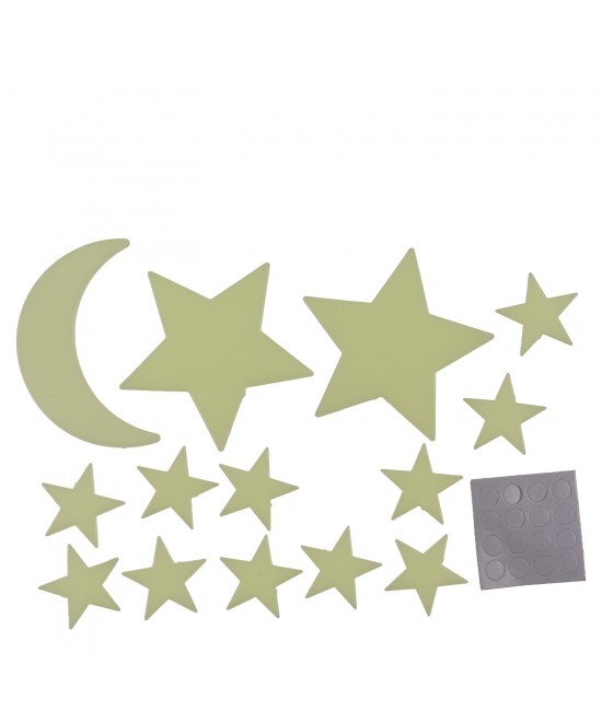 Αυτοκόλλητα Τοίχου Που Φωσφορίζουν Αστέρια Και Πλανήτες Σετ 15Τμχ Σε 3 Σχέδια