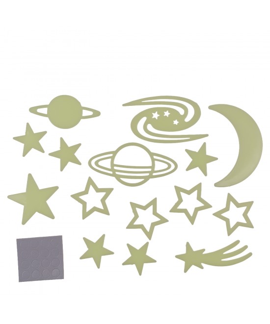Αυτοκόλλητα Τοίχου Που Φωσφορίζουν Αστέρια Και Πλανήτες Σετ 15Τμχ Σε 3 Σχέδια