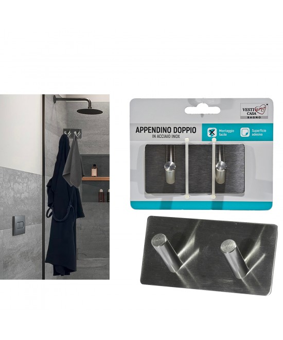 Κρεμάστρα 2 Θέσεων Ανοξείδωτο Ατσάλι 9x3.1x4.5cm