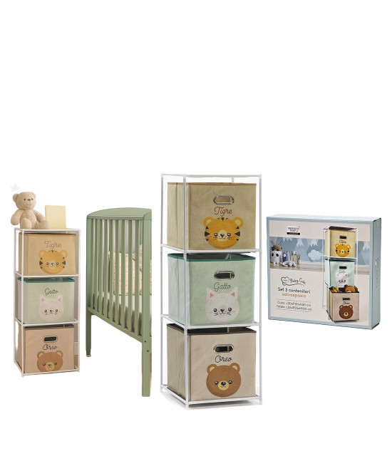 Σετ 3 Κουτιά Αποθήκευσης Μεταλλικά Με Ζωάκια