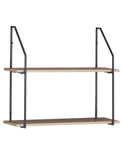 Ραφιέρα Τοίχου ArteLibre OLVAN Δρυς/Μαύρο MDF/Μέταλλο 65x20x52cm