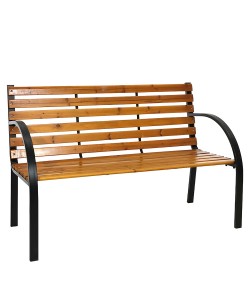 Παγκάκι Κήπου Φυσικό/Μαύρο Ξύλο/Μέταλλο 120x62x82cm