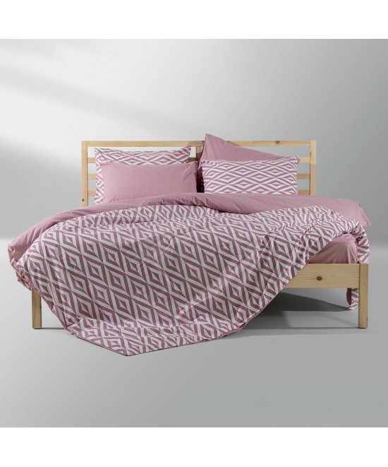 LINO Σετ Παπλωματοθήκη Μονή (160X240) Ikat Dusty Pink