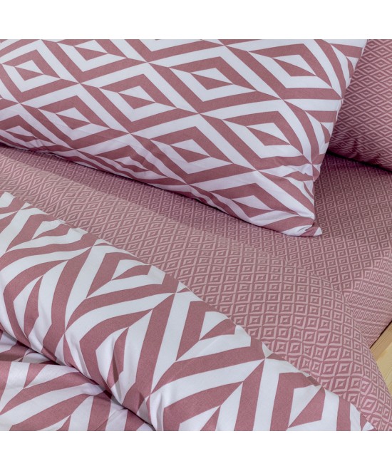 LINO Σετ Παπλωματοθήκη Μονή (160X240) Ikat Dusty Pink