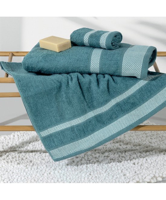 LINO Σετ Πετσέτες 3τμχ Breeze Πετρόλ LINO Σετ Πετσέτες 3τμχ Breeze Πετρόλ