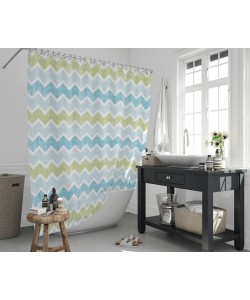 LINO ΚΟΥΡΤΙΝΑ ΜΠΑΝΙΟΥ ZIGZAG GREEN 180X200