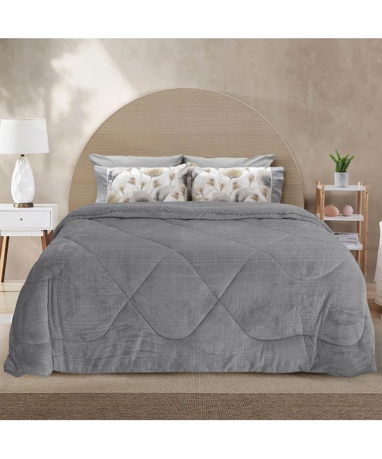 LINO ΚΟΥΒΕΡΤΟΠΑΠΛΩΜΑ DANIA GREY 220X240 LINO ΚΟΥΒΕΡΤΟΠΑΠΛΩΜΑ DANIA GREY 220X240