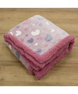 LINO ΚΟΥΒΕΡΤΑ FLEECE SHERPA ΦΩΣΦΟΡΙΖΕ HERZ PINK 110X150 LINO ΚΟΥΒΕΡΤΑ FLEECE SHERPA ΦΩΣΦΟΡΙΖΕ HERZ PINK 110X150