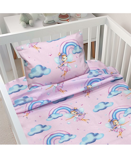 LINO BEBE ΣΕΤ ΣΕΝΤΟΝΙΑ ENHANCED RAINBOW PINK 120X180