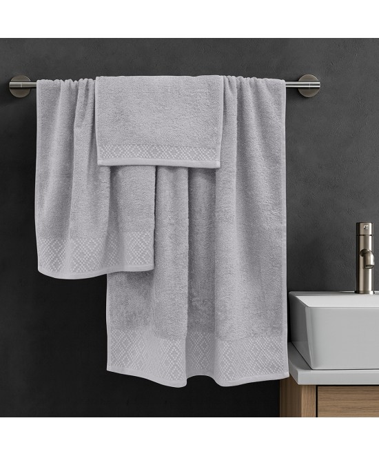 LINO Σετ πετσέτες 3τμχ (30x50,50x90,70x140) Serapha Ανοιχτό Γκρι LINO Σετ πετσέτες 3τμχ (30x50,50x90,70x140) Serapha Ανοιχτό Γκρι