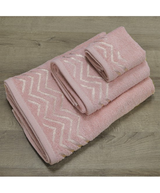 LINO Σετ πετσέτες 3τμχ (30x50,50x90,70x140) Wavie Κοραλί