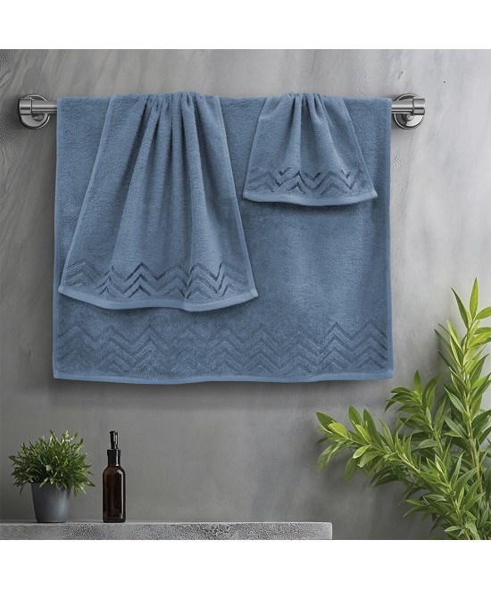 LINO Σετ πετσέτες 3τμχ (30x50,50x90,70x140) Wavie Πετρόλ