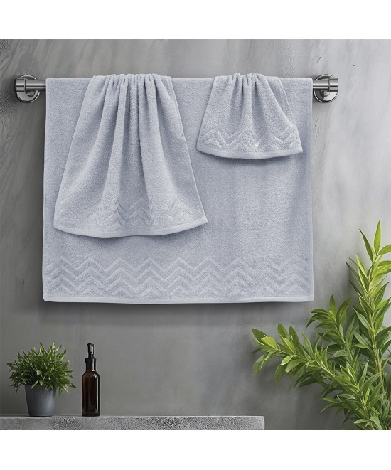 LINO Σετ πετσέτες 3τμχ (30x50,50x90,70x140) Wavie Ανοιχτό Γκρι