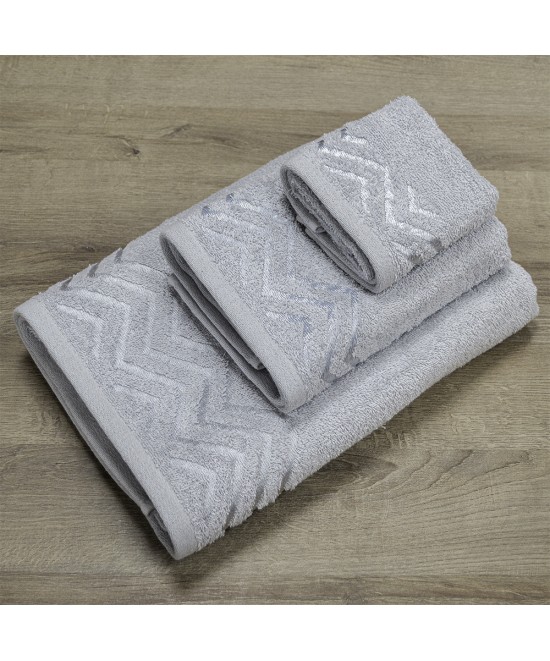 LINO Σετ πετσέτες 3τμχ (30x50,50x90,70x140) Wavie Ανοιχτό Γκρι