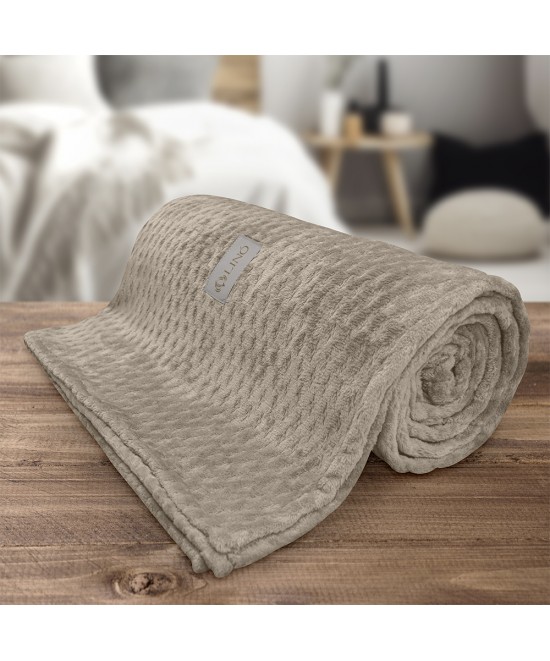 LINO Κουβέρτα Υπέρδιπλη (220x240) Flannel Lofti Taupe