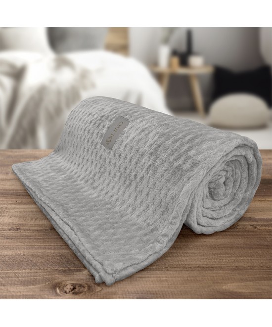 LINO Κουβέρτα Υπέρδιπλη (220x240) Flannel Lofti Ασημί LINO Κουβέρτα Υπέρδιπλη (220x240) Flannel Lofti Ασημί