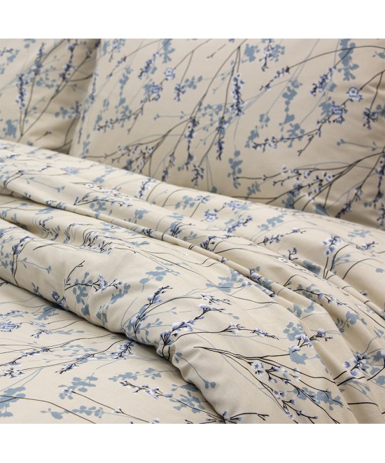 LINO Σετ Παπλωματοθήκη Υπέρδιπλη (225x245) Amandes Μπλε