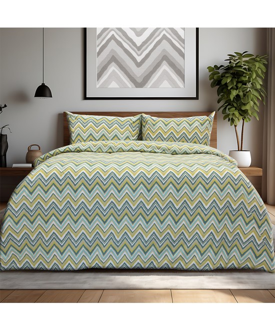 LINO Σετ Παπλωματοθήκη Υπέρδιπλη (225x245) Flots Πετρόλ