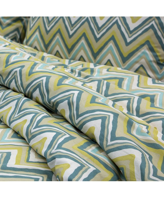 LINO Σετ Παπλωματοθήκη Υπέρδιπλη (225x245) Flots Πετρόλ