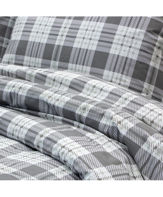 LINO Σετ Παπλωματοθήκη Υπέρδιπλη (225x245) Panier Γκρι