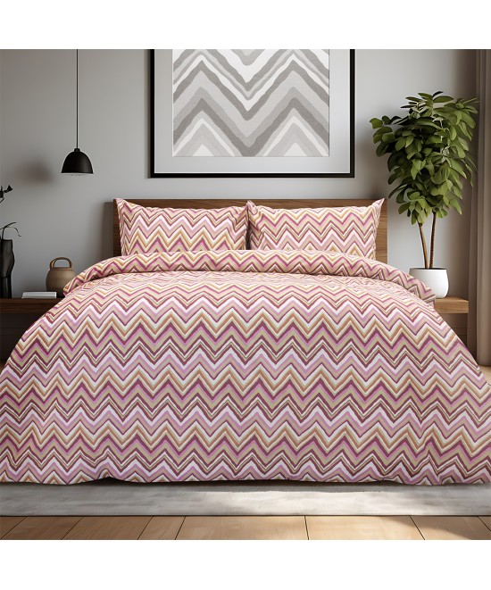 LINO Σετ Σεντόνια Με Λάστιχο (105x200+32) Flots Ροζ