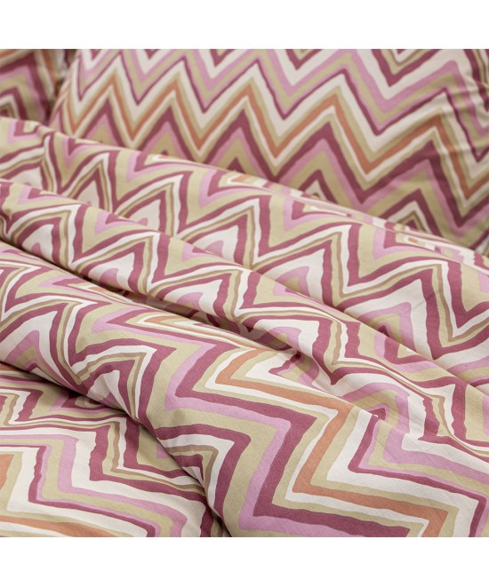 LINO Σετ Σεντόνια Με Λάστιχο (105x200+32) Flots Ροζ