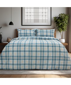 LINO Σετ Σεντόνια Με Λάστιχο (105x200+32) Panier Μπλε