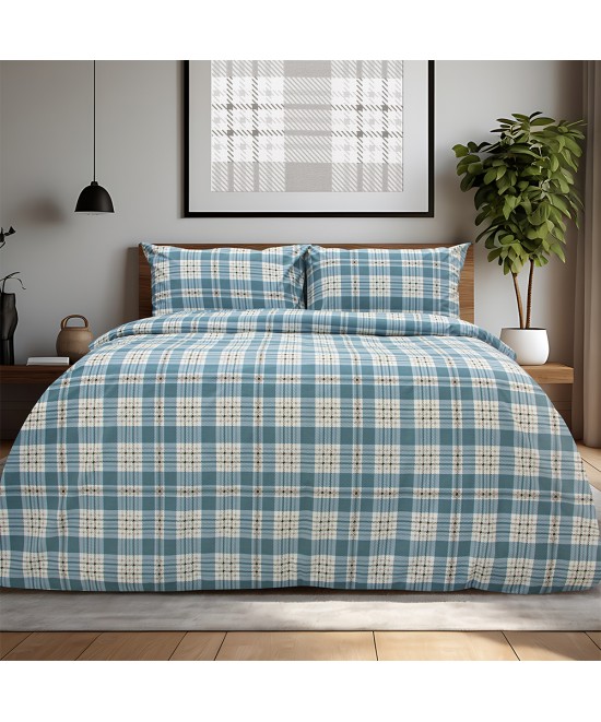 LINO Σετ Σεντόνια Μονά (170x260) Panier Μπλε