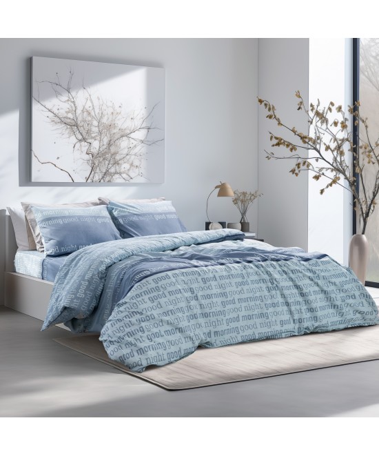 LINO Ζεύγος Μαξιλαροθήκες (52x75) Nuvet Μπλε