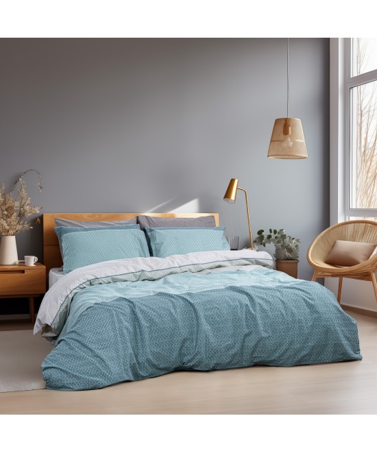 LINO Ζεύγος Μαξιλαροθήκες (52x75) Releaf Πετρόλ