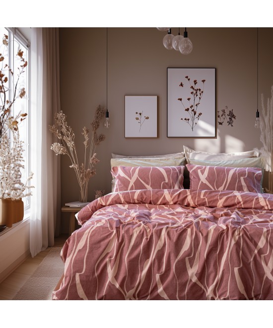 LINO Σετ Σεντόνια Υπέρδιπλα Με Λάστιχο (170x200+32) Cosyhaven Πούδρα